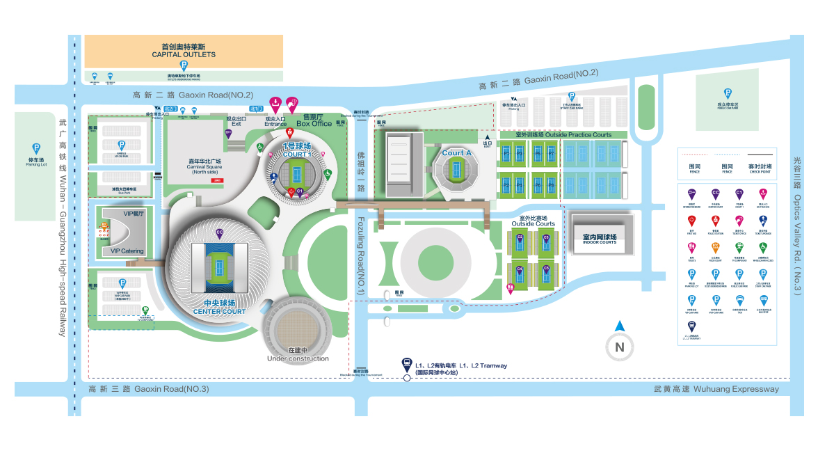 场馆地图-武汉网球公开赛